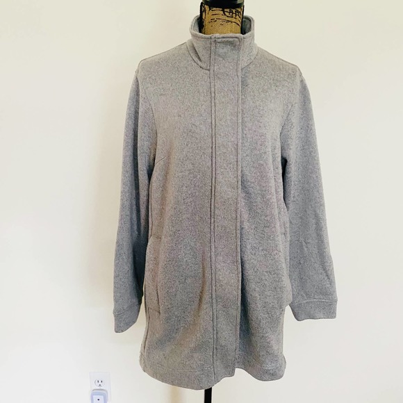 Lands End Womens Grey Oversized Zip Up Cardigan Sweater - Picture 1 of 8